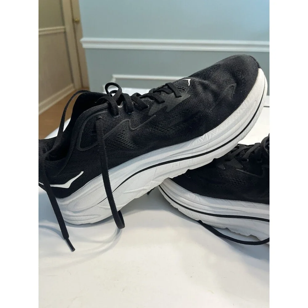 HOKA Clifton 10 Black White Mesh Sneakers Men’s Sz 10 Wide Running Gym Training